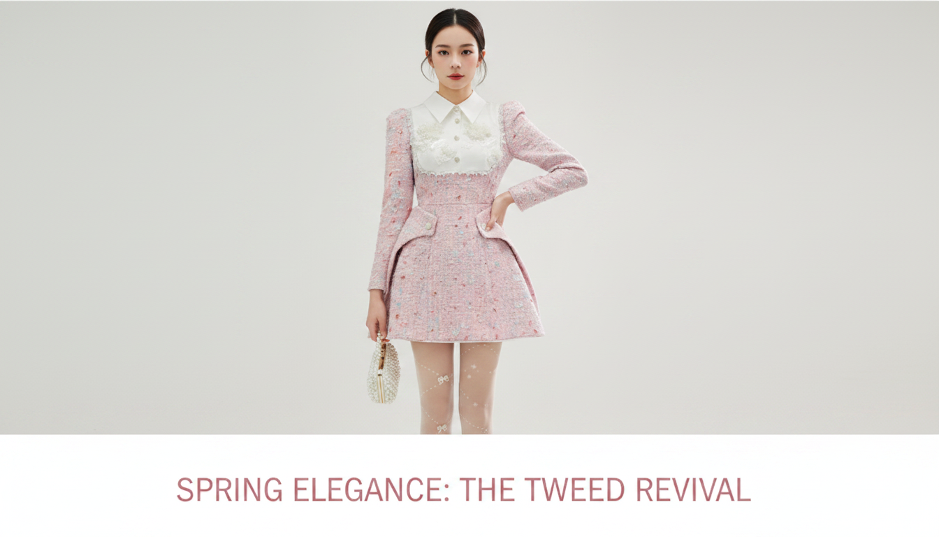 Beaded Pink Floral Tweed Mini Dress: Romantic Style Guide