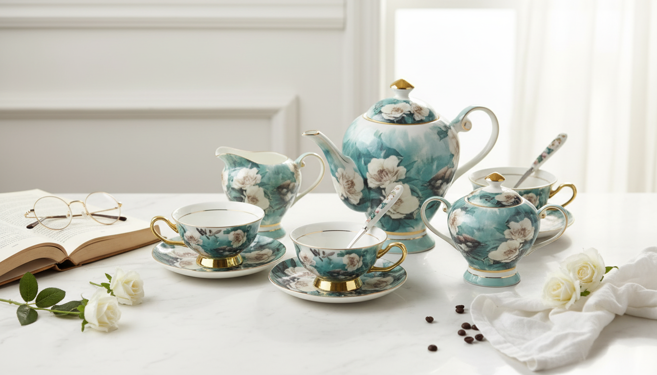 Bone China Cup, Saucer & Sugar Jar Set for Hosting
