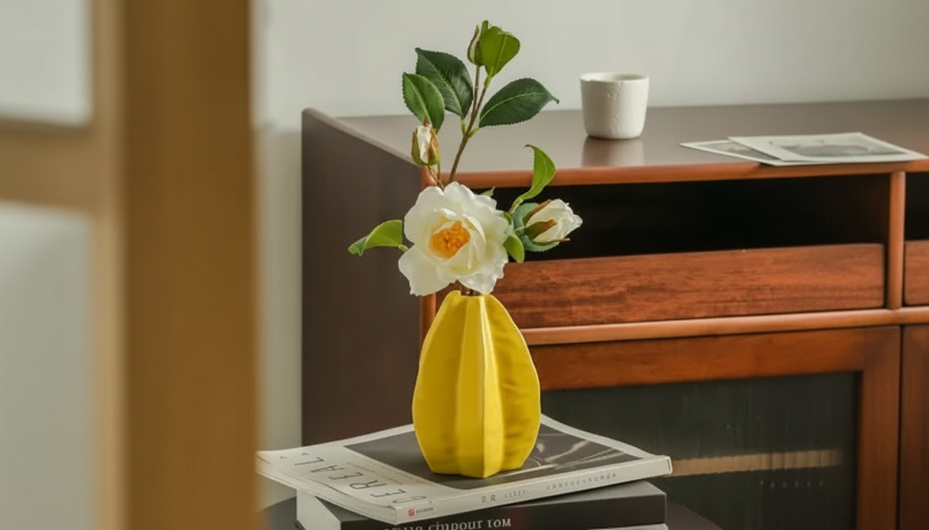 Ceramic Star Fruit Vase: Sculptural Accent for Any Room