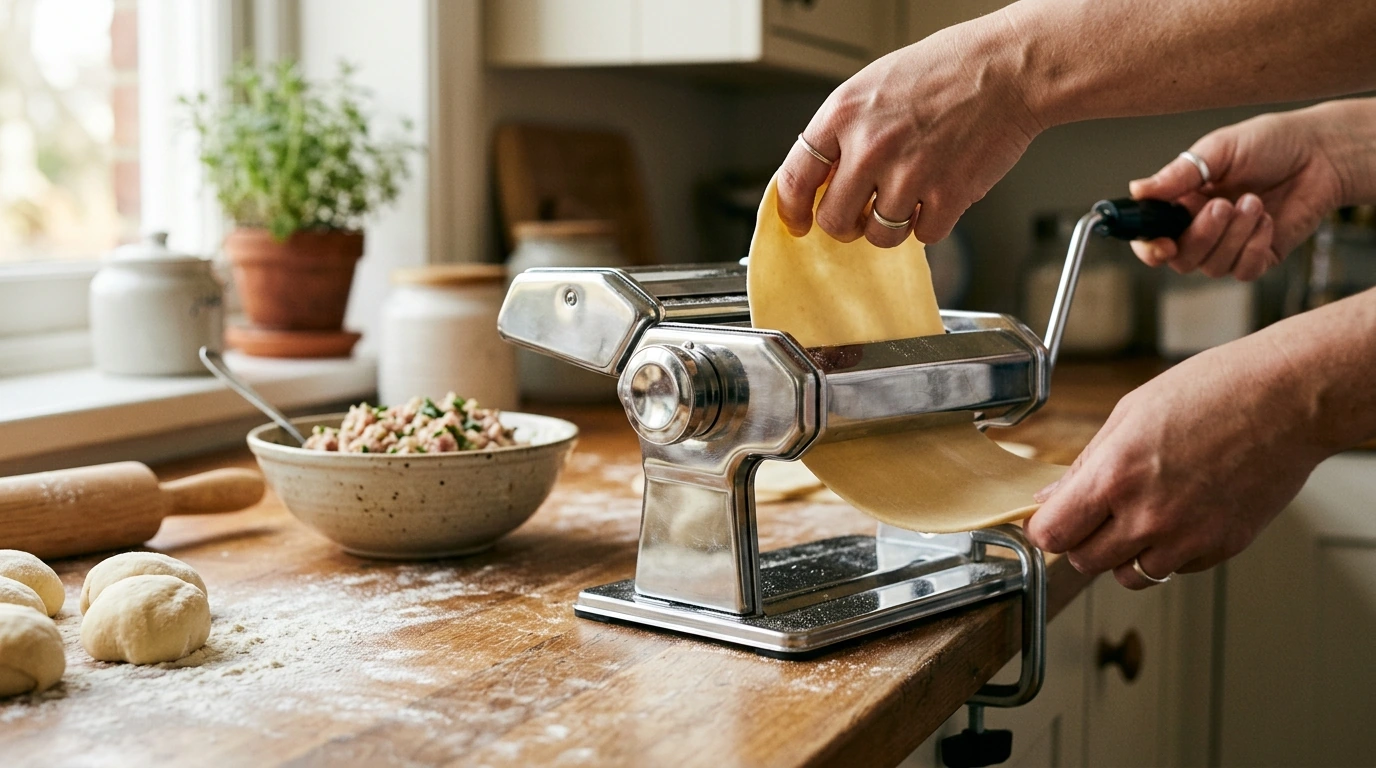 Manual Dumpling Wrapper & Noodle Roller: Home Guide