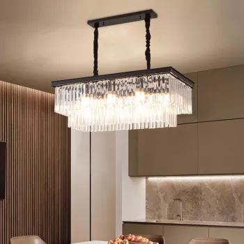 Rectangular Crystal Chandelier: Luxe Living Room & Lobby